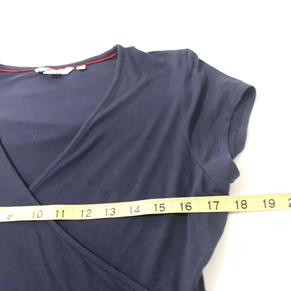Boden Navy Wrap Midi Dress Short Sleeve Lightweight Size 10 Petite - Picture 11 of 13